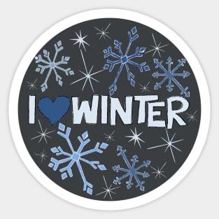 I Heart Winter Illustrated Text with snowflakes Sticker